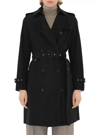 Burberry Women's Kensington Belted Double-Breasted Logo Coat | Thumbnail 3