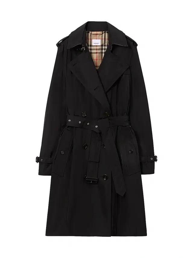 Burberry Women's Kensington Belted Double-Breasted Logo Coat - Black