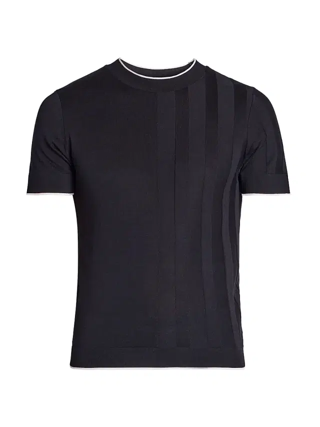 Men's Textured Striped Knit T-Shirt - Black