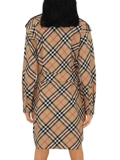 Burberry Women's Heritage Check Cotton Belted Midi-Shirtdress - Sand Check - Size 10 | Thumbnail 6