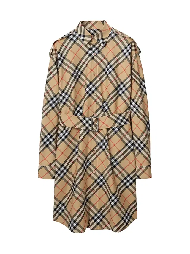 Women's Heritage Check Cotton Belted Midi-Shirtdress - Sand Check