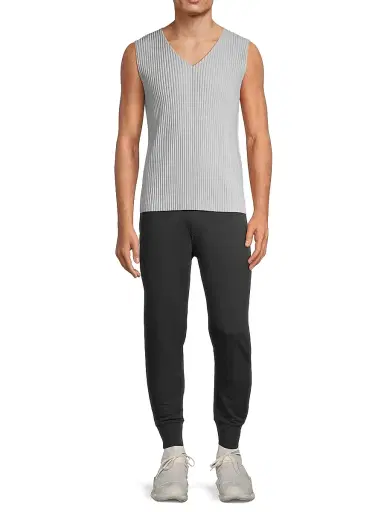 Homme Plissé Issey Miyake Men's Basics V-Neck Vest - Light Gray - Size XL | Thumbnail 2