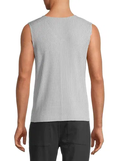 Homme Plissé Issey Miyake Men's Basics V-Neck Vest - Light Gray - Size XL | Thumbnail 5