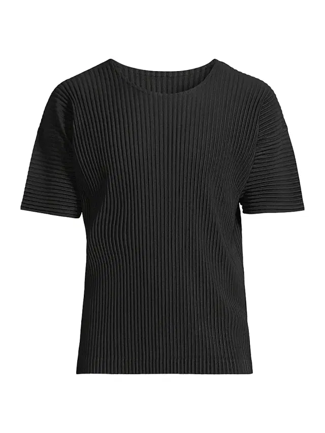 Men's Basics Pleated Crewneck T-Shirt - Black