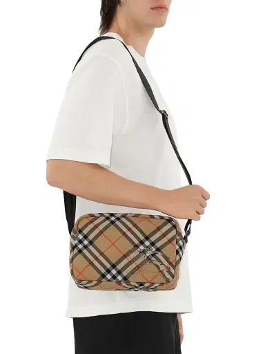 Burberry Men's Check & Equestrian Crossbody Bag - Sand | Thumbnail 2 Burberry Men's Check & Equestrian Crossbody Bag - Sand | Thumbnail 2