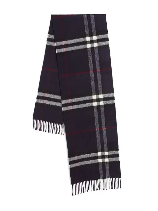 Men's Giant Check Cashmere Scarf - Ink Blue