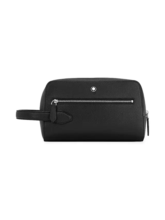 Montblanc Men's Sartorial Leather Wash Bag - Black