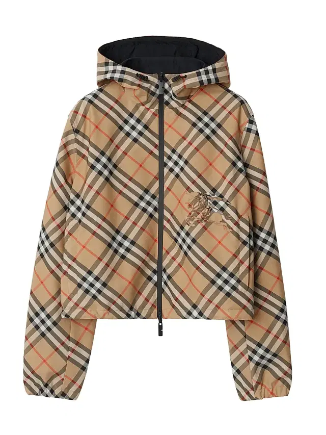Women's Check Drawcord Short Jacket - Sand Check