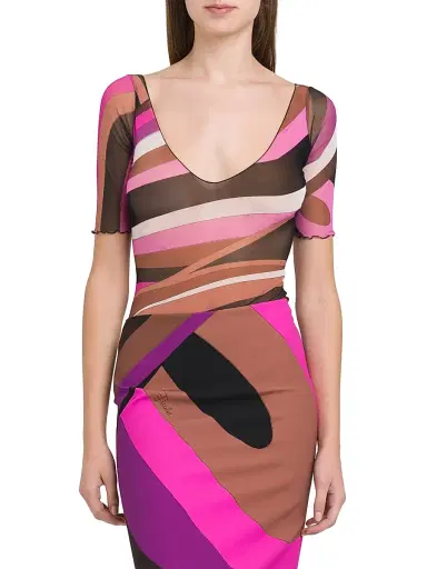 Pucci Women's Parade V-Neck Bodysuit - Fuxia Marrone | Thumbnail 2