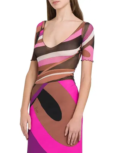 Pucci Women's Parade V-Neck Bodysuit - Fuxia Marrone | Thumbnail 3