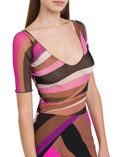 Pucci Women's Parade V-Neck Bodysuit - Fuxia Marrone | Thumbnail 6
