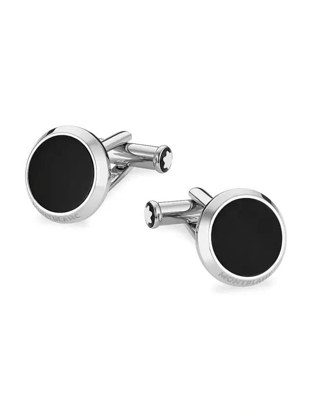 Montblanc Men's Meisterstück Stainless Steel & Black Onyx Cufflinks - Silver