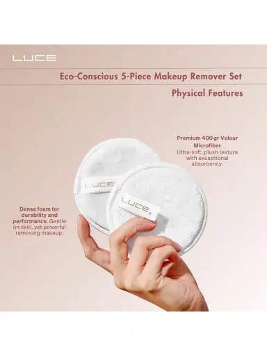 Luce Women's Reusable Makeup Eraser Pad Set - White | Thumbnail 3