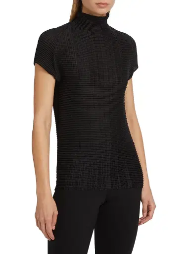 Issey Miyake Women's Grasping The Formless Wooly Pleats Knit Blouse - Black - Size XS | Thumbnail 3