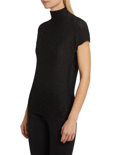 Issey Miyake Women's Grasping The Formless Wooly Pleats Knit Blouse - Black - Size XS | Thumbnail 4