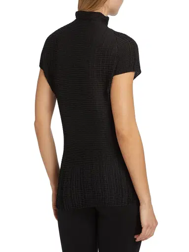Issey Miyake Women's Grasping The Formless Wooly Pleats Knit Blouse - Black - Size XS | Thumbnail 5