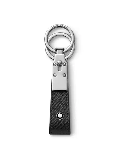 Montblanc Men's Sartorial Leather & Stainless Steel Key Fob - Black | Thumbnail 1 Montblanc Men's Sartorial Leather & Stainless Steel Key Fob - Black | Thumbnail 1