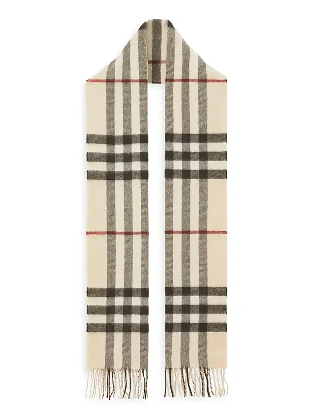 Burberry Women's Check Cashmere Scarf - Stone