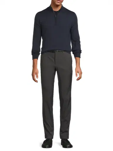 John Smedley Men's Tapton Merino Zip Pullover - Midnight | Thumbnail 2 John Smedley Men's Tapton Merino Zip Pullover - Midnight | Thumbnail 2