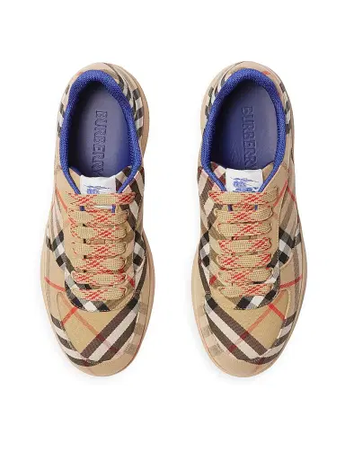 Burberry Men's Terrace Check Low-Top Sneakers - Sand - Size 13 | Thumbnail 4
