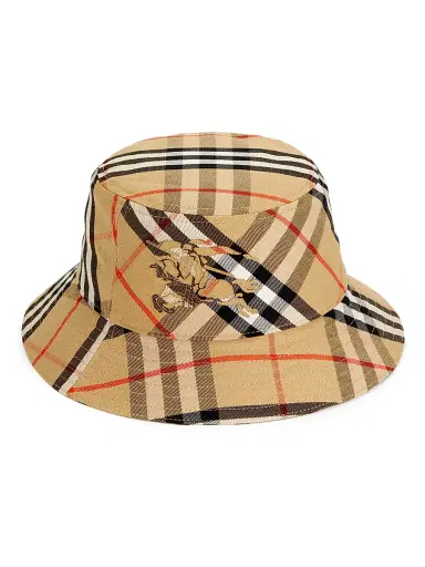 Burberry Women's Equestrian Knight Design Check Bucket Hat - Sand - Size XS | Thumbnail 2 Burberry Women's Equestrian Knight Design Check Bucket Hat - Sand - Size XS | Thumbnail 2