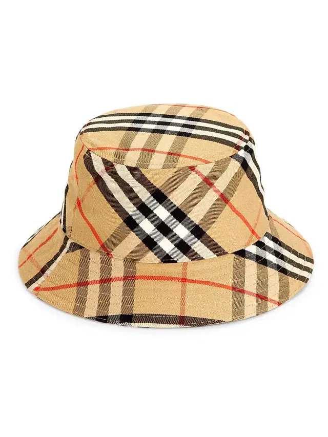 Burberry Women's Equestrian Knight Design Check Bucket Hat - Sand