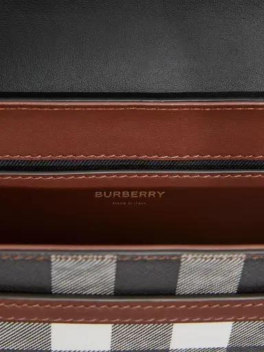 Burberry Women's Medium Note Check Coated Canvas Crossbody Bag - Dark Birch | Thumbnail 4 Burberry Women's Medium Note Check Coated Canvas Crossbody Bag - Dark Birch | Thumbnail 4