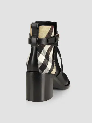 Burberry Women's Pryle 70MM House Check & Leather Ankle Boots - Black Arch | Thumbnail 3 Burberry Women's Pryle 70MM House Check & Leather Ankle Boots - Black Arch | Thumbnail 3