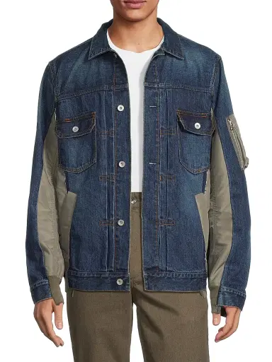 Sacai Men's Denim Mixed-Media Jacket - Blue - Size XL | Thumbnail 3 Sacai Men's Denim Mixed-Media Jacket - Blue - Size XL | Thumbnail 3