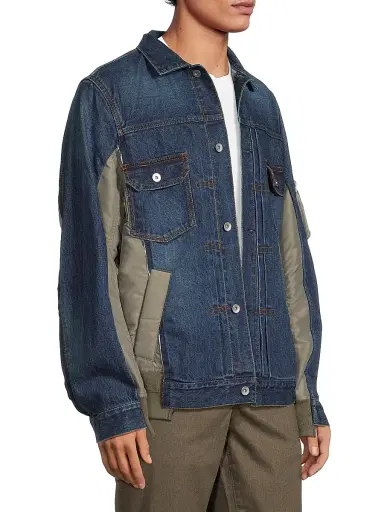 Sacai Men's Denim Mixed-Media Jacket - Blue - Size XL | Thumbnail 4 Sacai Men's Denim Mixed-Media Jacket - Blue - Size XL | Thumbnail 4