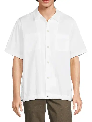 Sacai Men's Cotton Button-Front Shirt - Off White - Size XL | Thumbnail 3