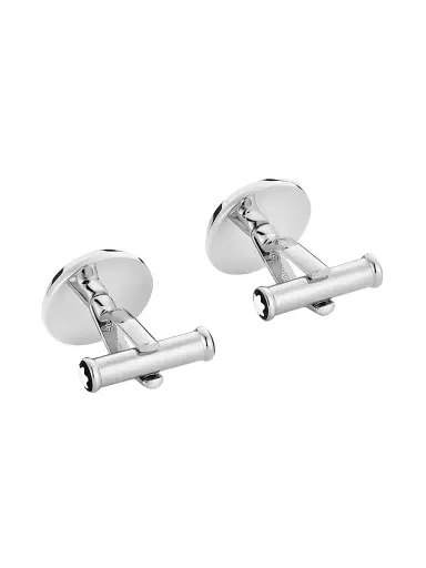 Montblanc Men's Round Stainless Steel & Carbon Cufflinks | Thumbnail 2