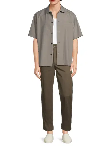 Sacai Men's Wool-Blend Suiting Shirt - Taupe - Size XL | Thumbnail 2