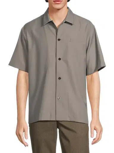 Sacai Men's Wool-Blend Suiting Shirt - Taupe - Size XL | Thumbnail 3