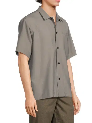 Sacai Men's Wool-Blend Suiting Shirt - Taupe - Size XL | Thumbnail 4