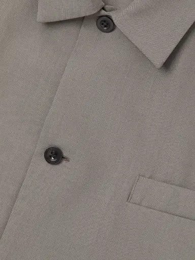Sacai Men's Wool-Blend Suiting Shirt - Taupe - Size XL | Thumbnail 6