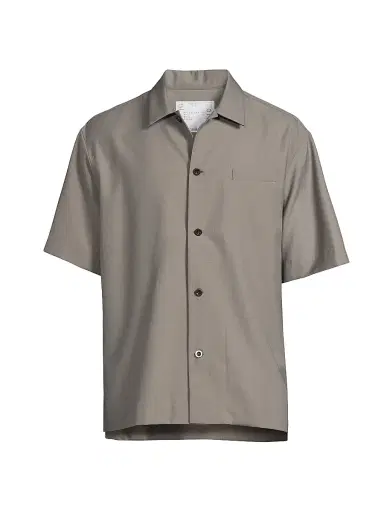 Sacai Men's Wool-Blend Suiting Shirt - Taupe - Size XL | Thumbnail 1