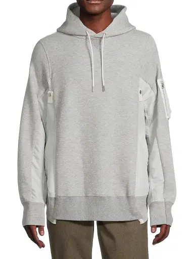 Sacai Men's Sponge Sweat Mixed-Media Cotton-Blend Hoodie - Light Grey - Size Large | Thumbnail 3 Sacai Men's Sponge Sweat Mixed-Media Cotton-Blend Hoodie - Light Grey - Size Large | Thumbnail 3