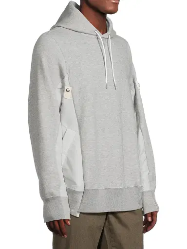 Sacai Men's Sponge Sweat Mixed-Media Cotton-Blend Hoodie - Light Grey - Size Large | Thumbnail 4 Sacai Men's Sponge Sweat Mixed-Media Cotton-Blend Hoodie - Light Grey - Size Large | Thumbnail 4