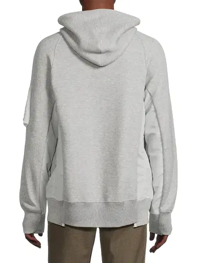 Sacai Men's Sponge Sweat Mixed-Media Cotton-Blend Hoodie - Light Grey - Size Large | Thumbnail 5 Sacai Men's Sponge Sweat Mixed-Media Cotton-Blend Hoodie - Light Grey - Size Large | Thumbnail 5
