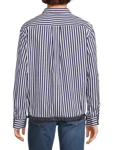 Sacai Men's Thomas Mason Striped Cotton Poplin Shirt - Navy Stripe - Size XL | Thumbnail 5