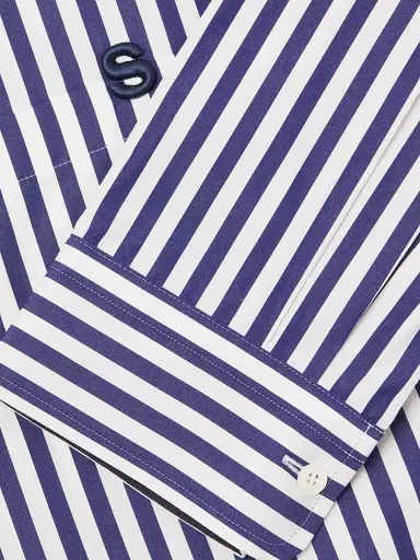 Sacai Men's Thomas Mason Striped Cotton Poplin Shirt - Navy Stripe - Size XL | Thumbnail 6