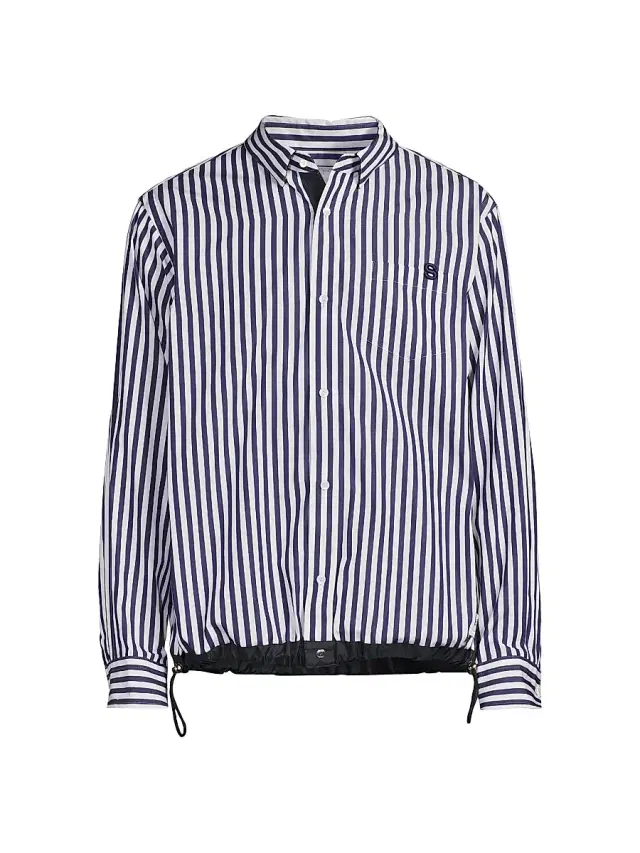 sacai Men's Thomas Mason Striped Cotton Poplin Shirt - Navy Stripe