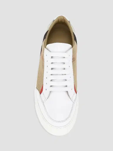 Burberry Women's Salmond Vintage Check Leather & Textile Sneakers - White | Thumbnail 5 Burberry Women's Salmond Vintage Check Leather & Textile Sneakers - White | Thumbnail 5