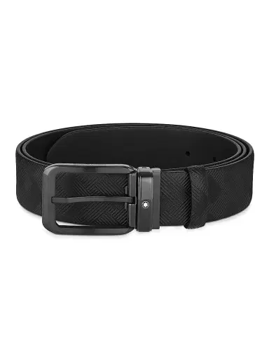 Montblanc Men's Branded Buckle Leather Cut-to-Size Reversible Belt - Black | Thumbnail 1 Montblanc Men's Branded Buckle Leather Cut-to-Size Reversible Belt - Black | Thumbnail 1