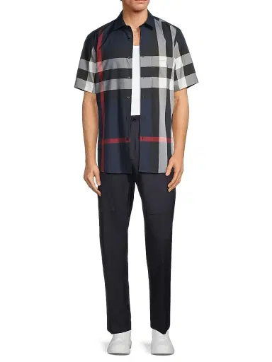Burberry Men's Summerton Check Button-Front Shirt - Navy Check - Size XXL | Thumbnail 2 Burberry Men's Summerton Check Button-Front Shirt - Navy Check - Size XXL | Thumbnail 2