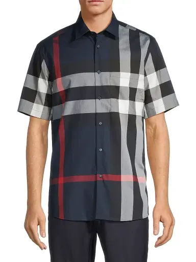 Burberry Men's Summerton Check Button-Front Shirt - Navy Check - Size XXL | Thumbnail 3 Burberry Men's Summerton Check Button-Front Shirt - Navy Check - Size XXL | Thumbnail 3