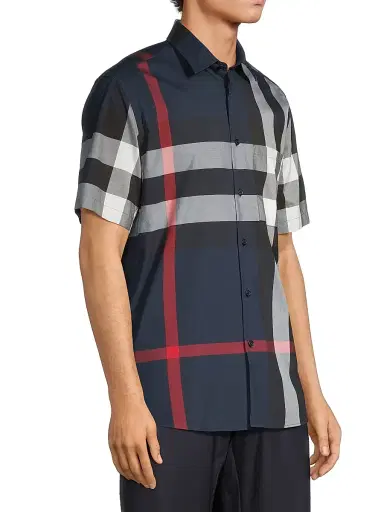 Burberry Men's Summerton Check Button-Front Shirt - Navy Check - Size XXL | Thumbnail 4 Burberry Men's Summerton Check Button-Front Shirt - Navy Check - Size XXL | Thumbnail 4
