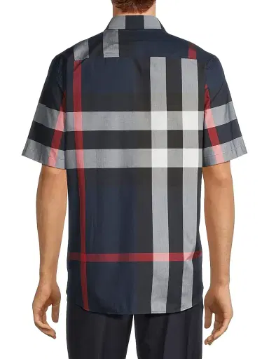 Burberry Men's Summerton Check Button-Front Shirt - Navy Check - Size XXL | Thumbnail 5 Burberry Men's Summerton Check Button-Front Shirt - Navy Check - Size XXL | Thumbnail 5