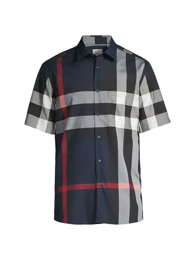 Burberry Men's Summerton Check Button-Front Shirt - Navy Check - Size XXL | Thumbnail 1 Burberry Men's Summerton Check Button-Front Shirt - Navy Check - Size XXL | Thumbnail 1